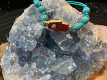 Load image into Gallery viewer, Hamsa Hand Good Luck Turquoise Magnesite Bracelet
